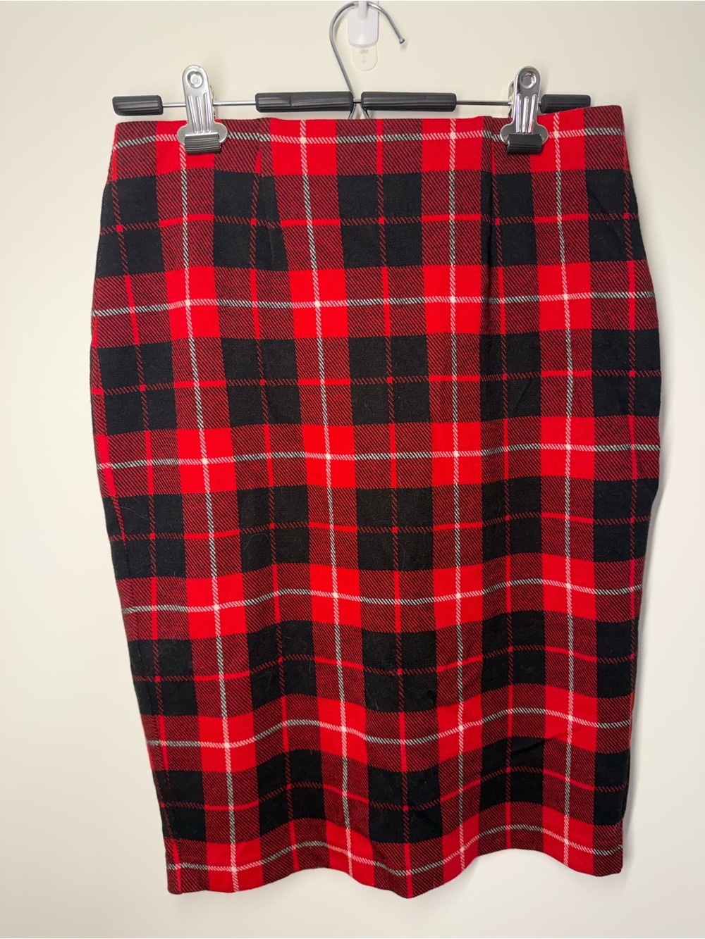 J. Jill Red and Black Plaid Pencil Skirt